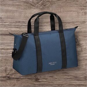 Jimmy Choo Blue Duffle Travel Overnight Bag